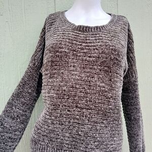 Pink Rose Textured Crew Neck Sweater, Large, Dark Green, Ribbed Pullover Y2K